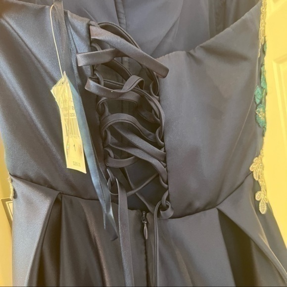 Blondie Blue Embroidered Strapless Ballgown Prom Dress - Picture 11 of 15